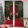 2pcs 2D Flat Printing Christmas Drapes Christmas Wreath Christmas Tree Christmas Candle Machine Washable Polyester Without