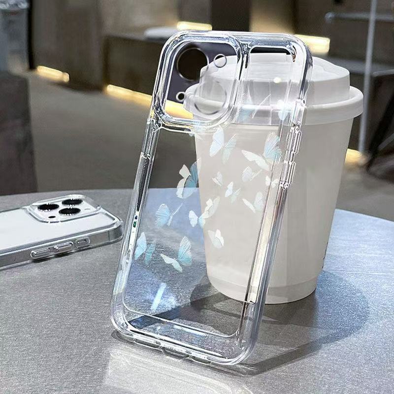 Swirling Butterfly Is Suitable for Iphone17promax Mobile Phone Case, Transparent Apple 16 Anti-drop 14pro, Japan and Korea 13/15