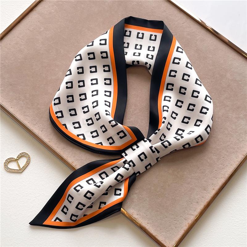 Fashion Silk Scarf Diagonal Long Silk Scarf Spring and Summer New Imitation Silk Stripe with Shirt Scarf Women's Scarf