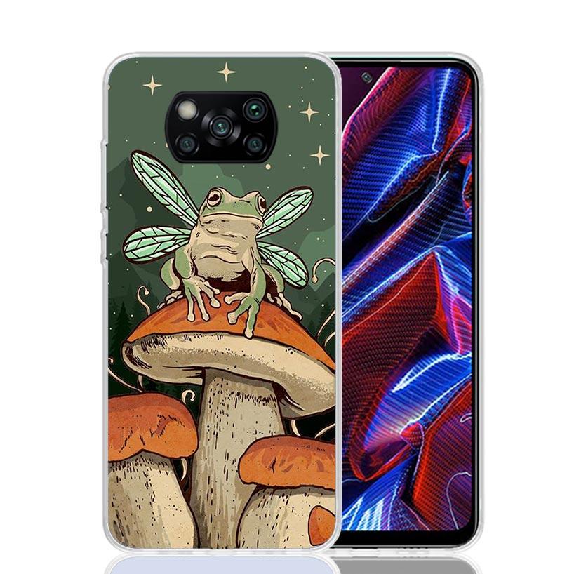 Cottagecore Frog Mushroom Kawaii Case Phone Cover for Xiaomi Redmi Note 10 9 9S 8 8T 7 5 Pro Mi 12T 11T 10T 9T 12 11 Lite A3 A2