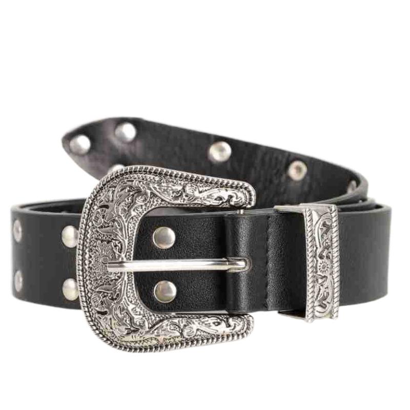 Women Casual Retro Belt & With Carving Pattern Buckle,Versatile Fashion Rivet Belt for Jeans,Dresses & Casual Wear,For Men Women
