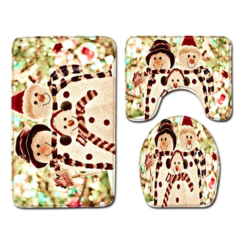 Christmas Bathroom Floor Mat Toilet Three-Piece Set