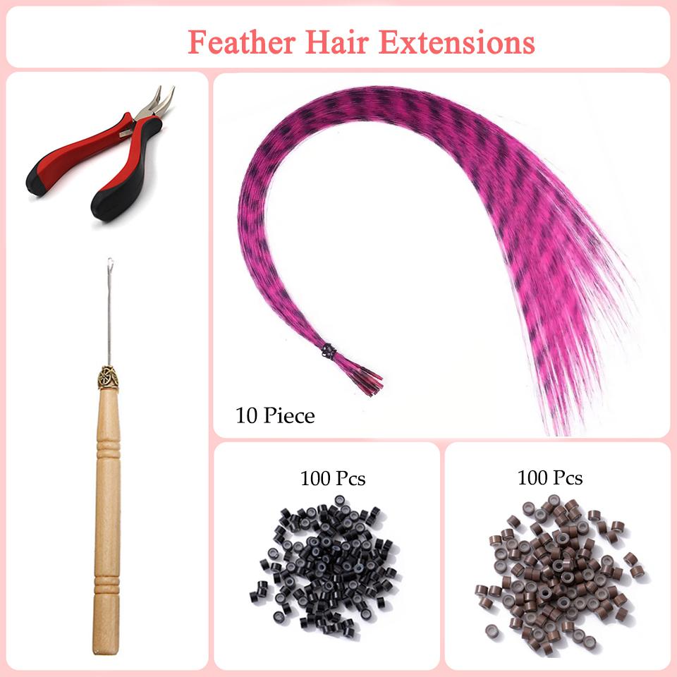 

Синтетические перьевые накладные волосы 10 штук, искусственные волосы I Tip Rainbow, синтетические волосы 16 дюймов, накладные перья для наращивания волос