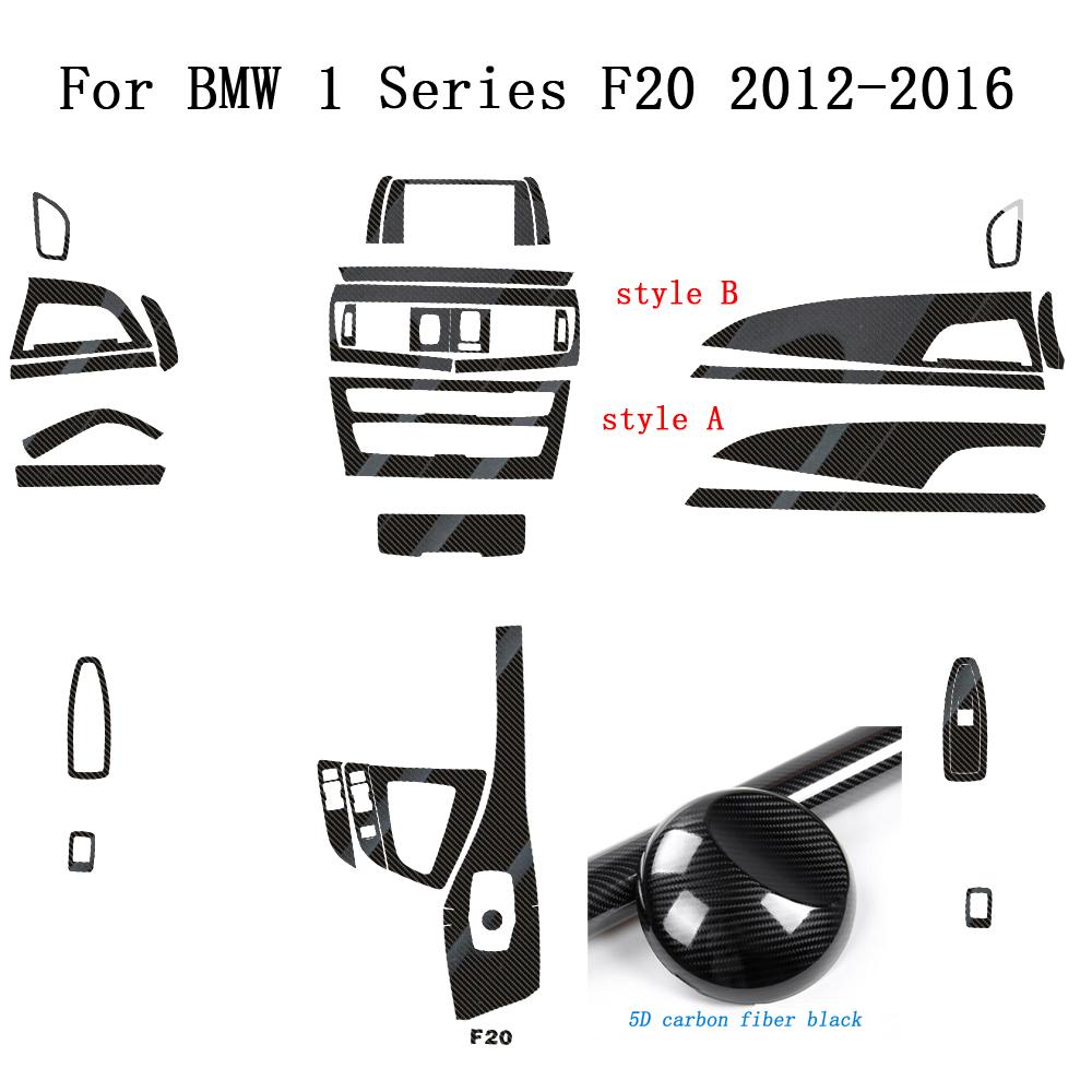 Carbon Fiber For BMW 1 Series F20 2012-2016 Film Interior Stickers Center Console Gear Dashboard Air Door Handle Lift Panel