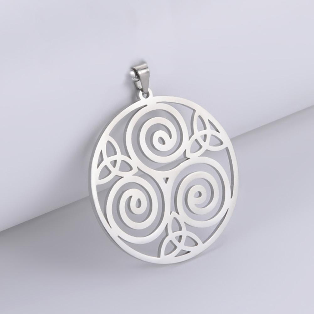 Dawapara Celtics Triskele Triskelion Pendant Crescent Moon Triple Spiral Trinity Knot Stainless Steel Charm for Jewelry Making