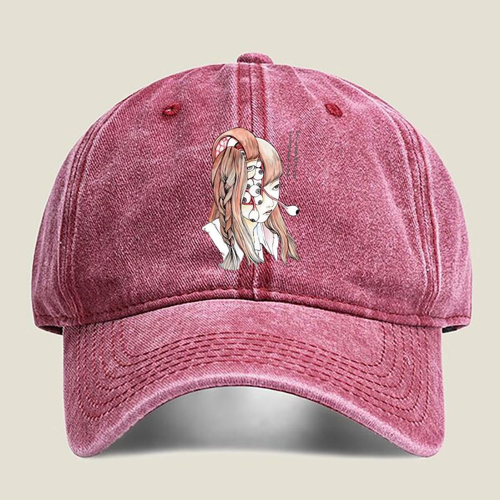 Surreal Girl with Eyes Illustration Fashion Washed Baseball Cap Hat Outdoor Activities