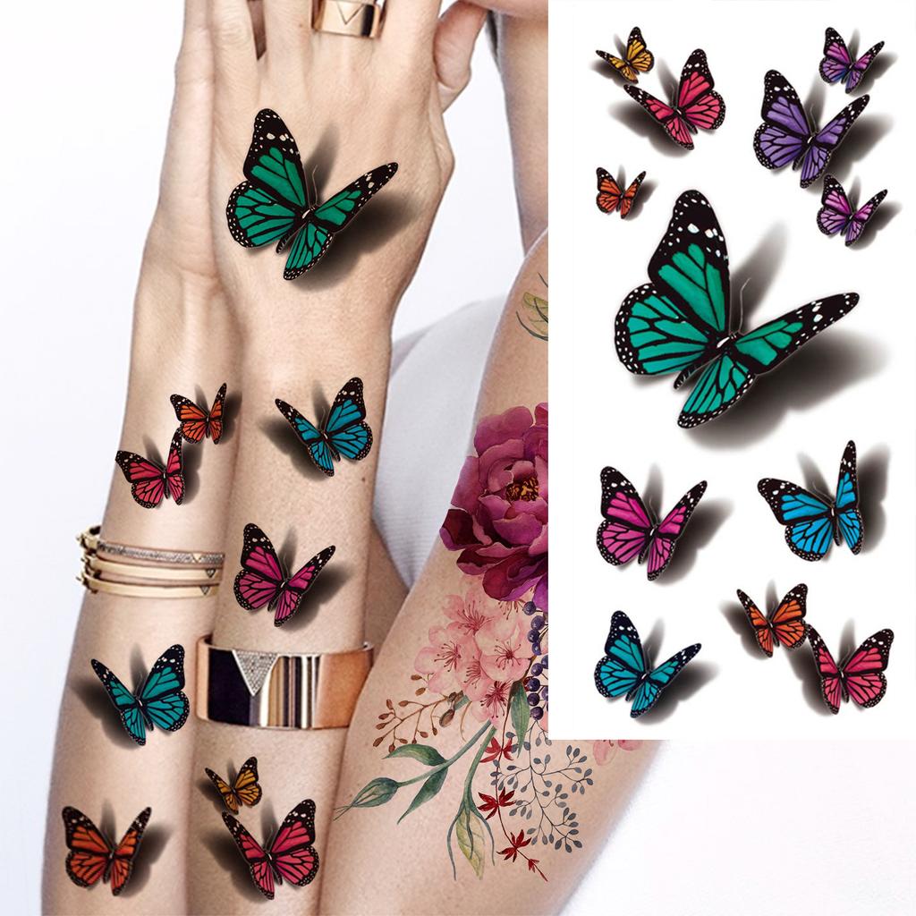 1 Sheet Watercolor Beauty Flower Temporary Tattoos For Women Girls Peony Butterfly Dahlia Floral Tattoo Sticker Disposable Decor