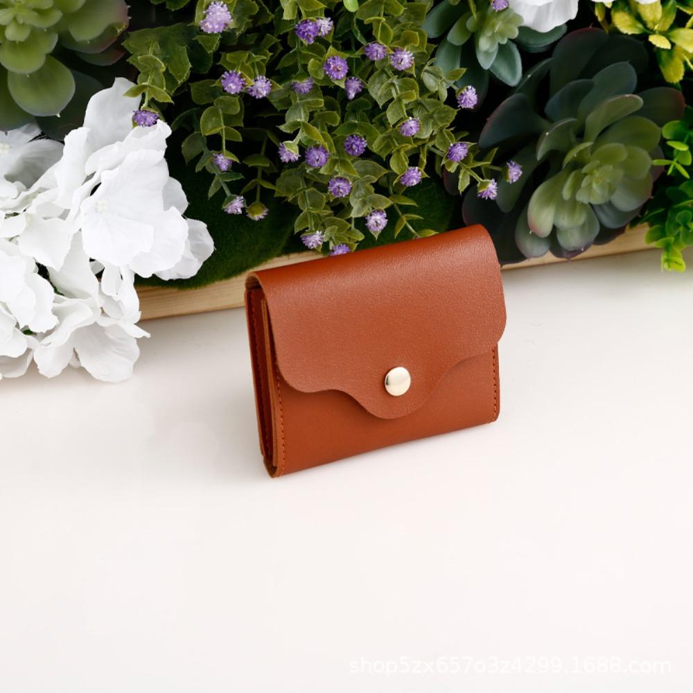 

New PU Leather Short Wallets Portable Large Capacity Coin Purse Small Cash Bag Female Male коричневий