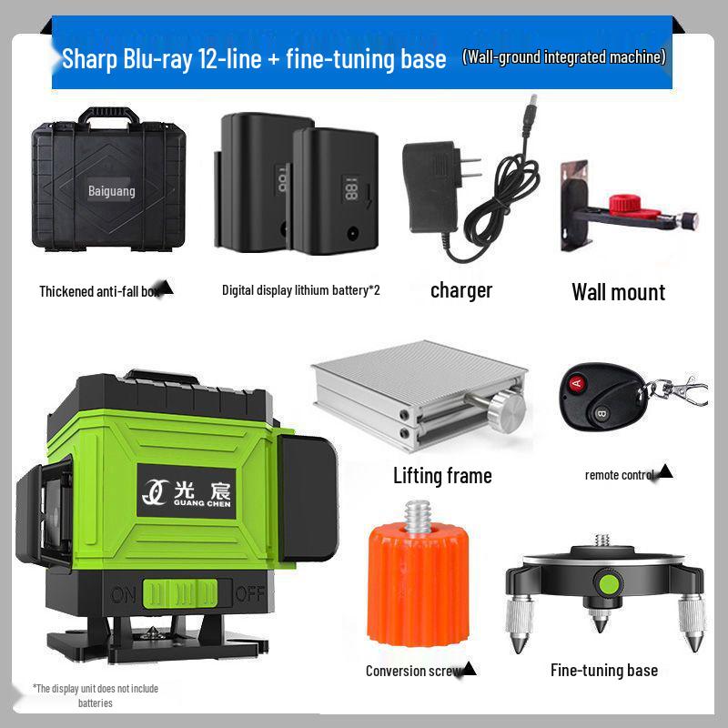 High-Precision 12/16-Line Green Laser Level with Strong Light Auto-Leveling for Walls and Floors