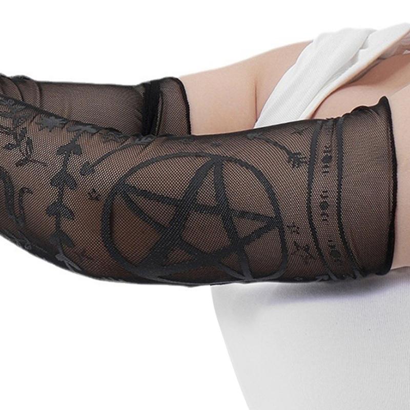 Long Sleeve Gothic Pattern Gloves Wedding Party Bride Mittens Sexy Lace Full Finger Gloves Outdoor Cycling Costume
