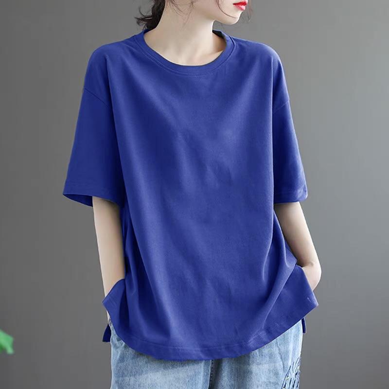 Minimalist Comfortable Summer 2024 Women's New Pullover O-Neck Patchwork Fashion Solid Loose Casual Short Sleeved T-Shirts Tops