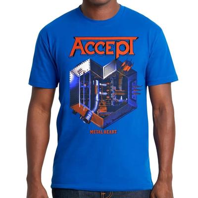 NUOVO Accept Maglietta Cuore di Metallo Blu Tutte le Taglie S-5XL Maglietta Unisex