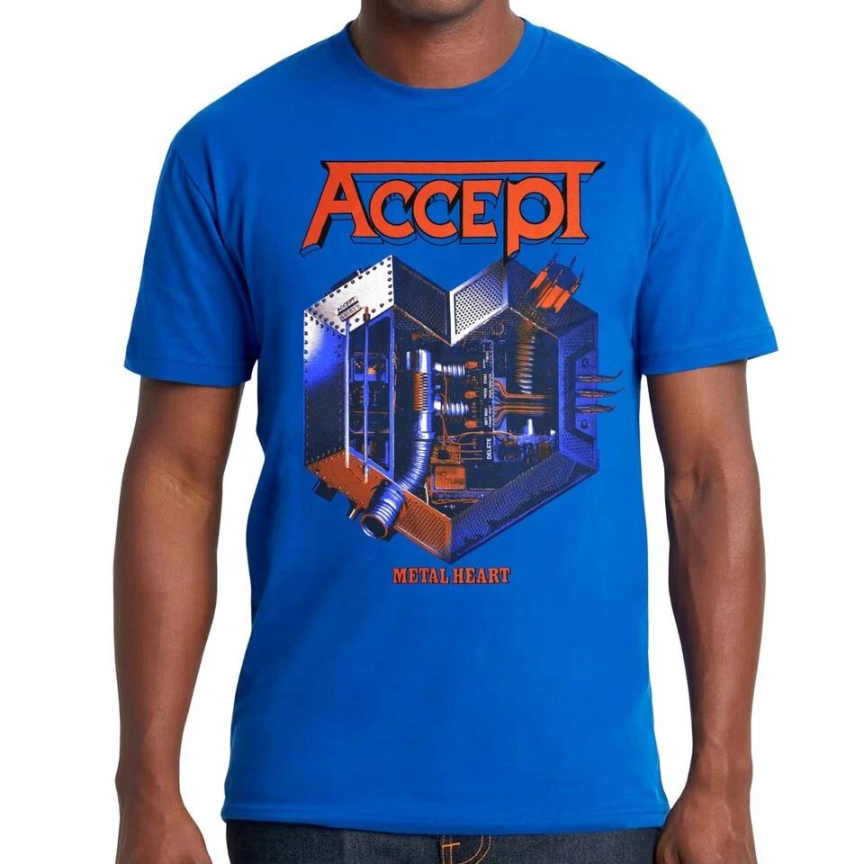 NEW Accept Metal Heart T-Shirt Blue All Size S-5XL Unisex Shirt