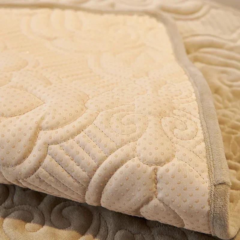 Short Plush Sofa Cushion for Autumn Winter Embossed Wave Edge Sofas Towel Pillow Cover L-shaped Sofa Cover Slip Wear Resistant