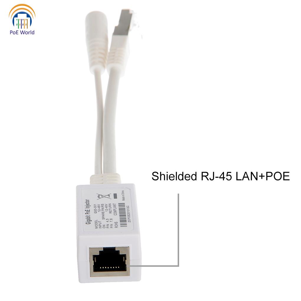 Gigabit PoE Injector PoE Splitter Cable Kit 12V-56V DC Input Passive PoE ModeB PoE Cable for IP cameras WiFi Access Points