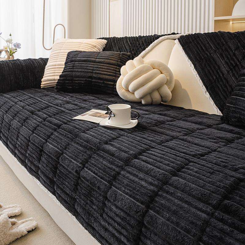 Nowy Pokrowiec na Sofę z Polaru Mlecznego Zimowy Pogrubiony Antypoślizgowy Prosty Rząd Poduszka Siedziska Transgraniczny Poduszka na Sofę