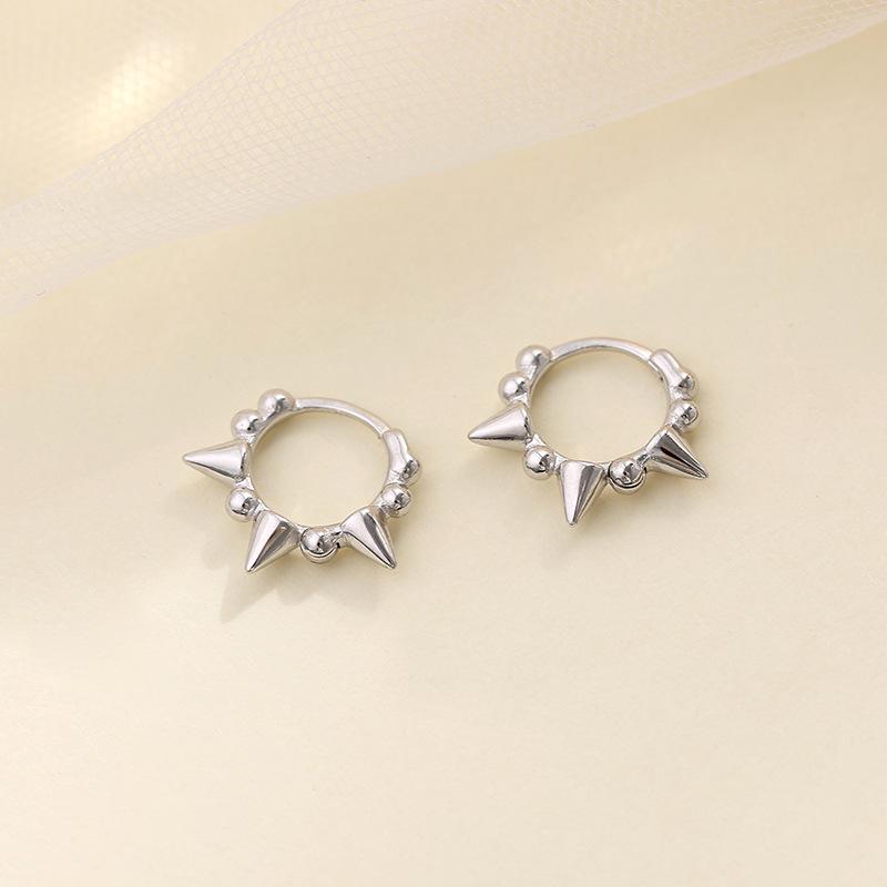 Banyan Tree S925 Silver Punk Hip-Hop Zircon Pointed Hoop Earrings for Women