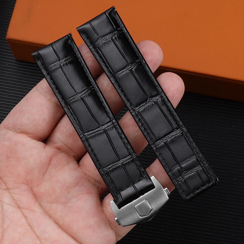 Классический 24 мм 20 мм 22 мм для TAG Heuer Calera кожаный ремешок для часов Синий — фото 11