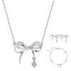 S925 Silver Bow & Butterfly Necklace Set - Trendy Christmas Gift for Her