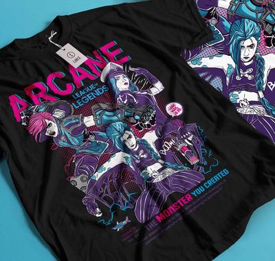 Jinx Arcane T-Shirt Japanischer Anime Cartoon Jinx Arcane Grafik Geschenk Shirt 266