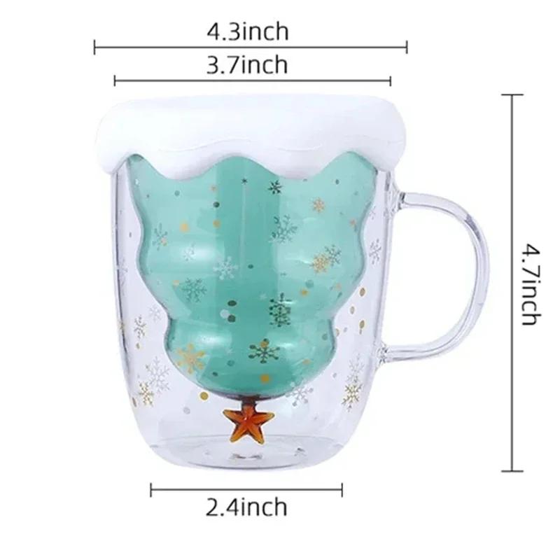 Double Layer Glass Cup Creative Christmas Coffee Milk Mug Anti-Scalding Christmas Star Cups Juice Coffee Mug Party Xmas Gifts
