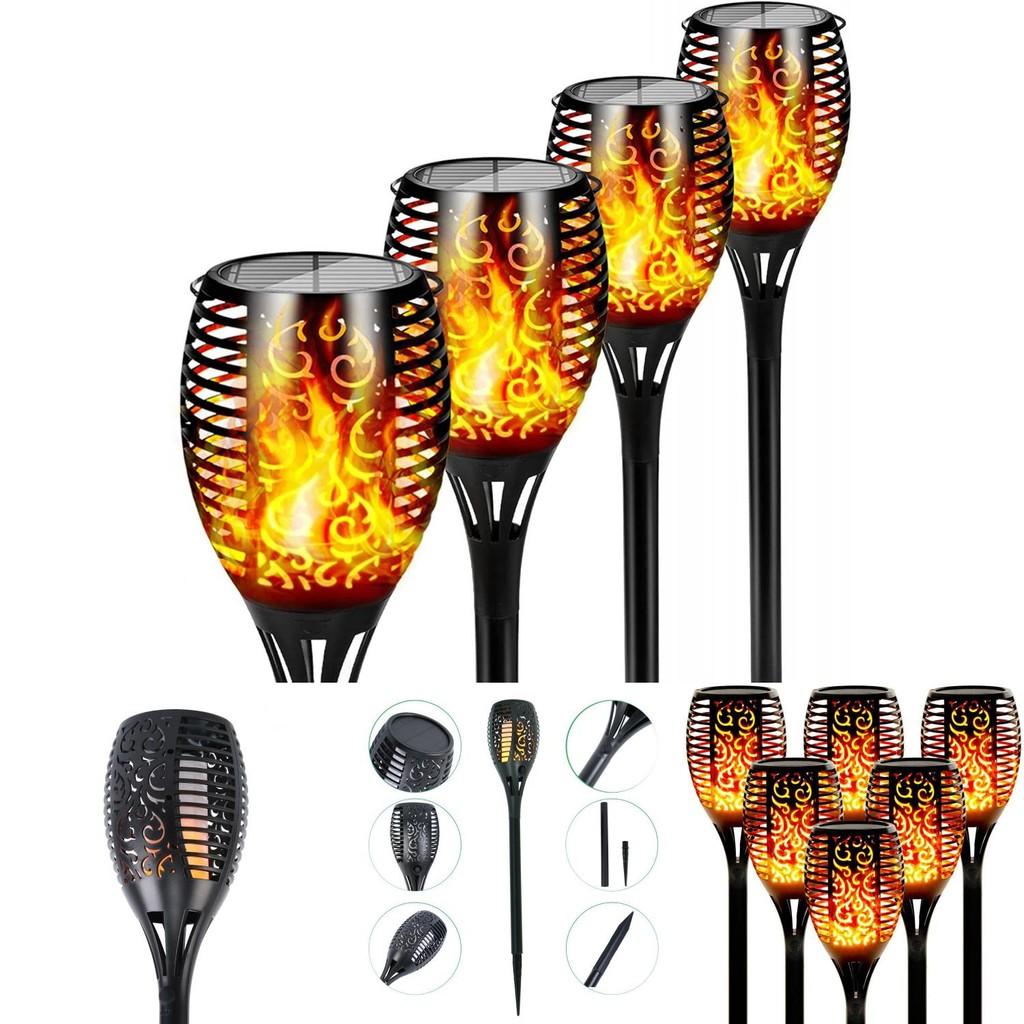 Elegant Solar Flame Torch Light With 12 Led Amber Glow Perfect For Outdoor Garden Decor