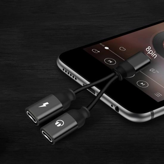 Aluminum Alloy 2-in-1 Cable Headphone Jack Splitter Adapter Fast Charging Port Dual Converter