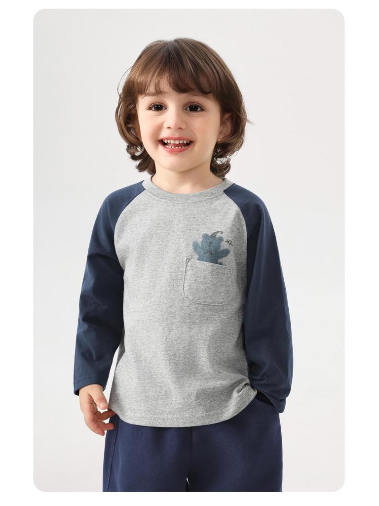 European Boys' Pure Cotton Long-Sleeve T-shirt, New Spring 2026 Toddler & Baby Base Layer