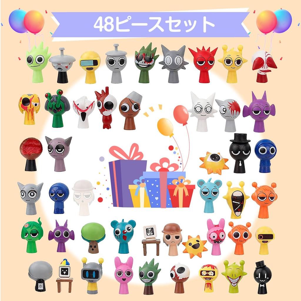MORISHOP Spranky Figures, Doll Toys, Collectibles, Figures, Plastic Models, Game Characters, Character Collections, 3-4cm Tall (48-Pack) [Used]