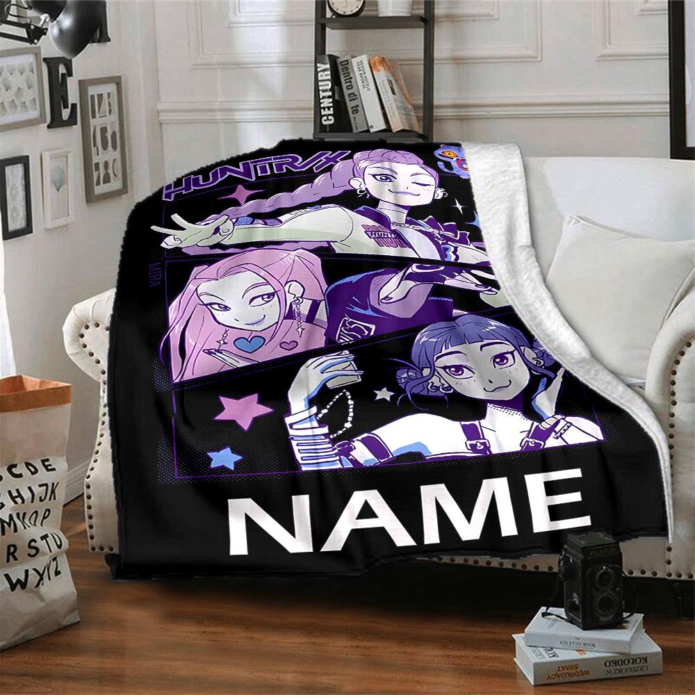 Customizable KPop Demon Hunters36 Throw Blanket – Personalized Name, All-Season Cozy Snug Blanket, Machine Washable, Personalized Blanket