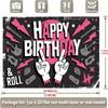 2D Printed Pink Black Rock Birthday Backdrop for Party Photoshoot
