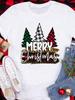 (Asian Size) Tee Top Festival  Merry Christmas New Year Holiday Casual Love Heart Plaid Women Print Lady Short Sleeve Fashion Graphic T-shirts
