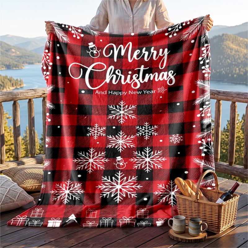 Christmas Flannel Throw Blanket Soft Warm Cozy For Sofa Bed Indoor Home Use Great Holiday Gift