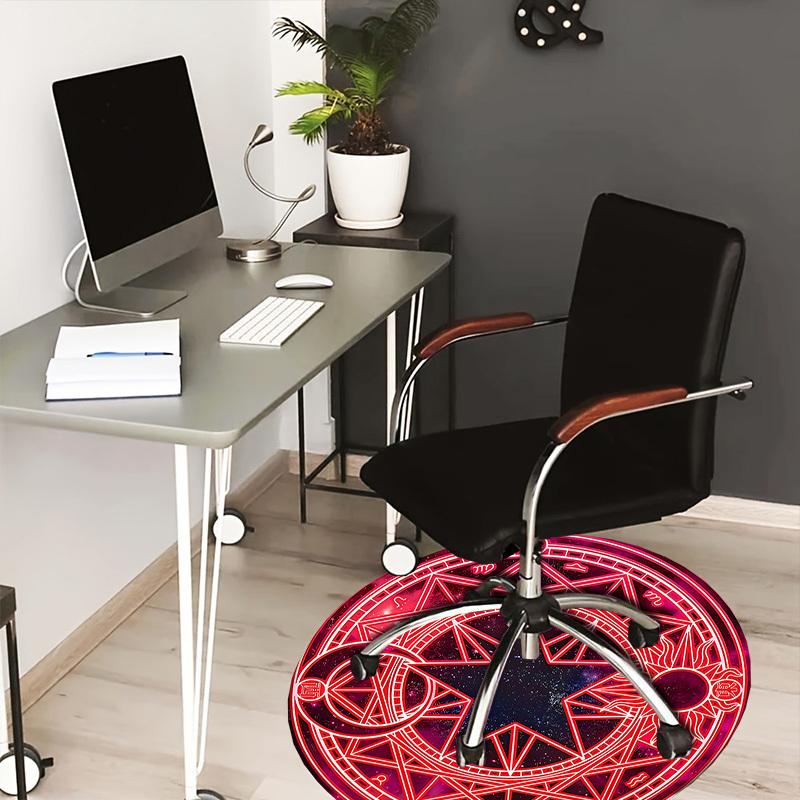 1pc Red Magical Seal Round carpet, Made of Polyester,Perfect for Decorating Office Chairs, Living Rooms fplt096
