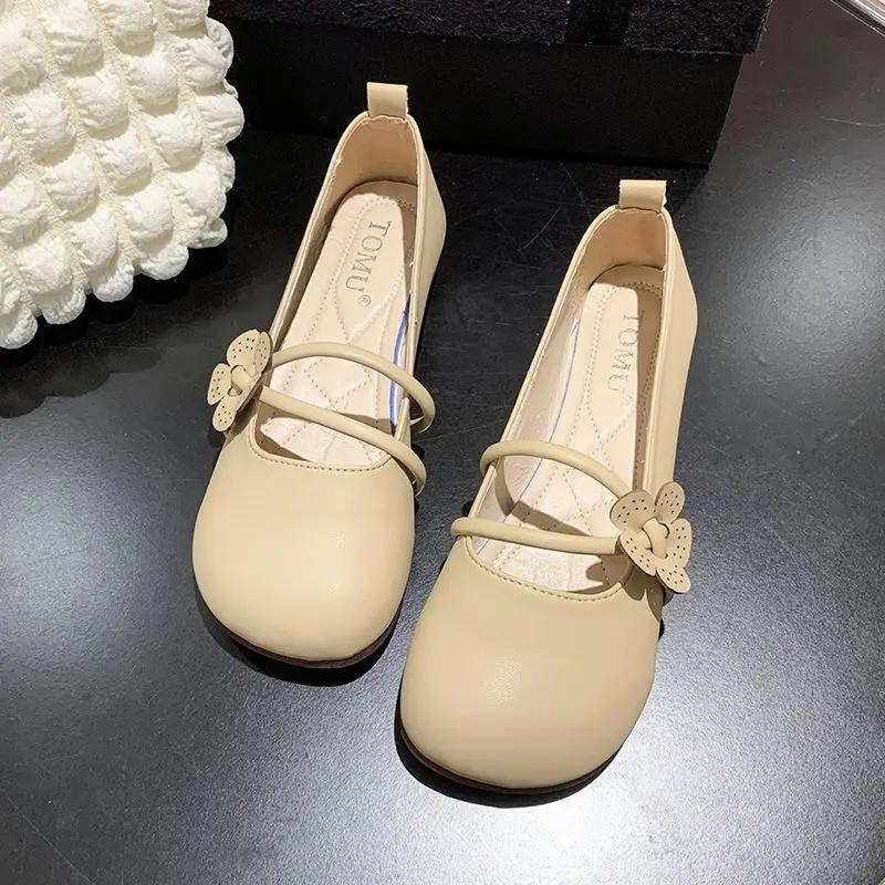 Fashion Ladies Footwear Leather Casual Office With Heel Beige Moccasins Young Popular Elegant and Fashionable 39 Shoe Women's Flat Shoes