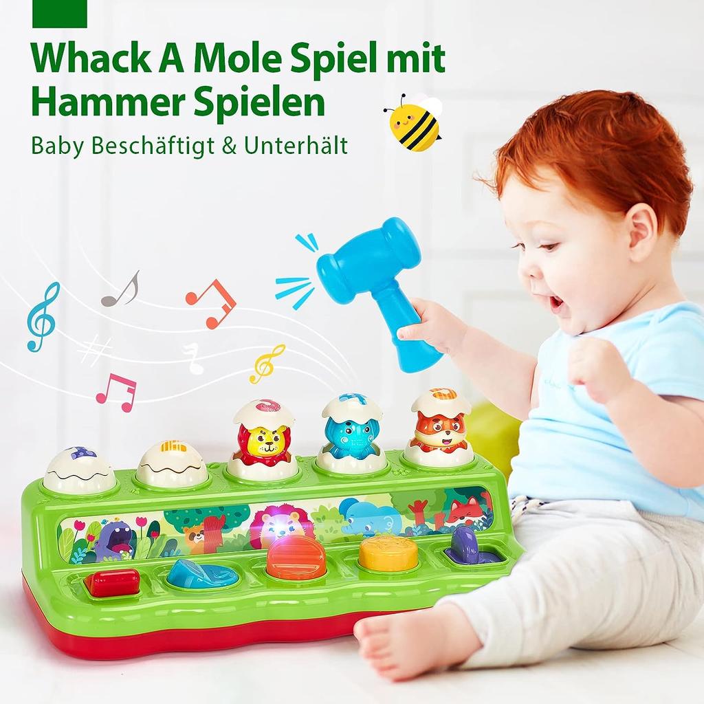 Pop Up Baby Toy  with Music & Light, Toddler Montessori Toy, Early Development Cause and Effect Toy Gift for Children