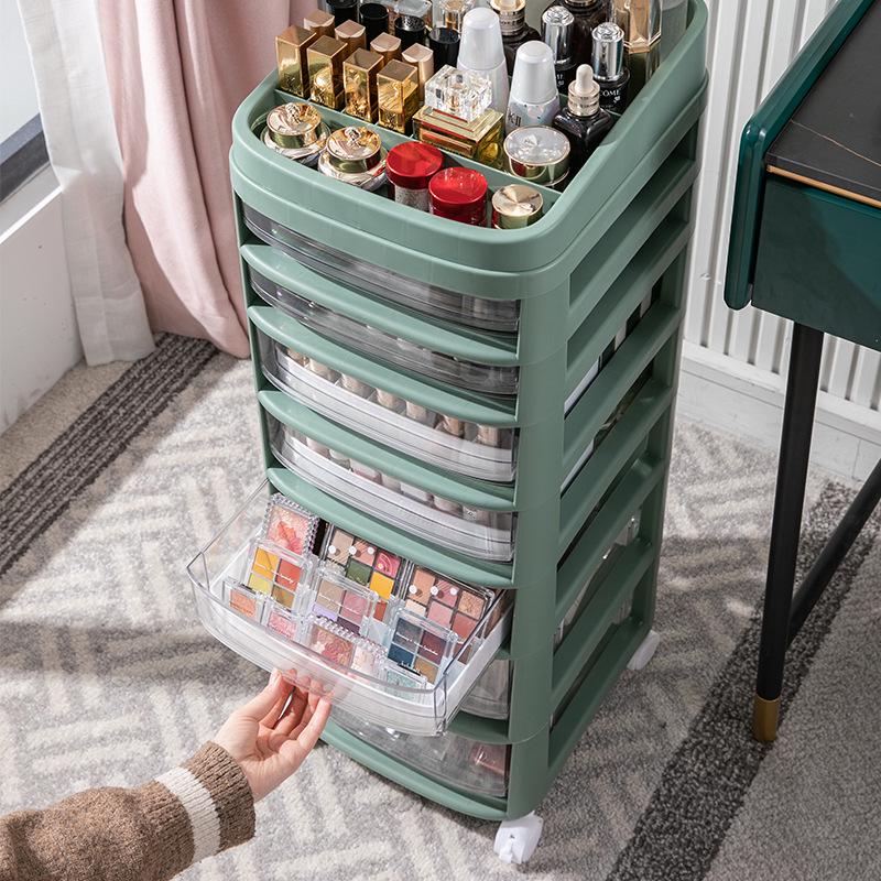 Akrylowa szafka do przechowywania makijażu z szufladami i ruchomymi półkami