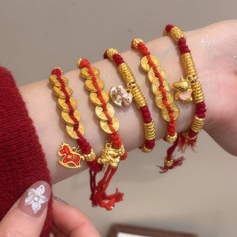 Year of The Horse Zodiac Horse Bracelet Bead Chinese Red Handrope  Spring Festival