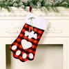 Adorable Red And Black Plaid Dog Paw Christmas Sock Ideal Holiday Gift Bag For Children