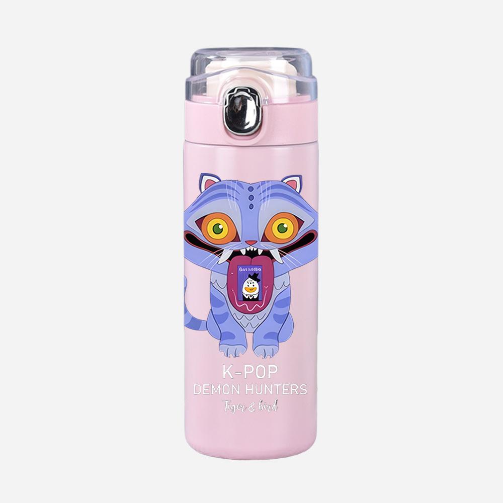 New Anime K-Pop Demon Hunters Printed 400Ml Water Bottle Thermos Cup Portable Stainless Steel Leak Proof Camping Water Cup Kid Gifts