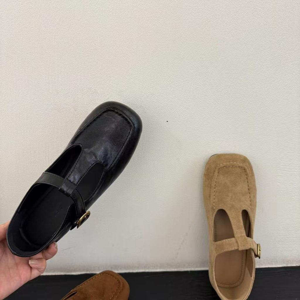 Korean Version of Autumn Shallow Mouth Mary Jane Shoes Square Head Mango Head Single Shoes Casual Soft-soled Shoes Grandma Shoes