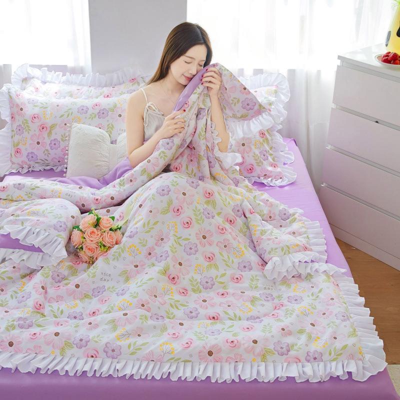 

Кружевное летнее прохладное одеяло Принцесса оборки цветы Летний комплект постельного белья для кондиционирования воздуха 150*200cm one set