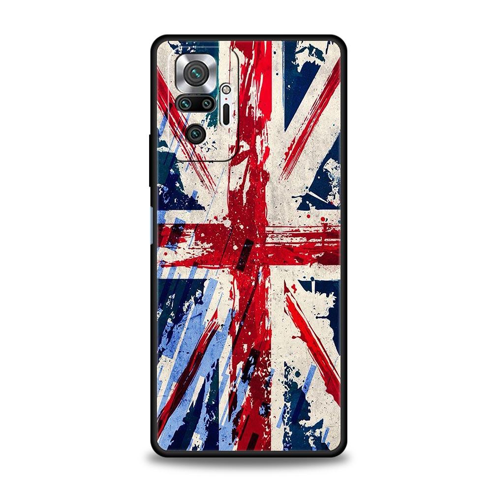 England UK Flags Phone Case For Xiaomi Redmi Note 14 13 5G 10 11 12 Pro Plus 4G 14C 13C 12C 10C Black Cover