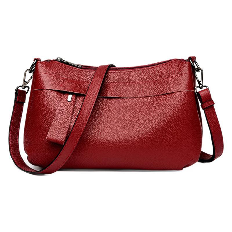 Genuine Leather Bag Middle-aged Mom Bag Fashionable Single-shoulder Bag Versatile Cowhide High-quality Crossbody Bag
