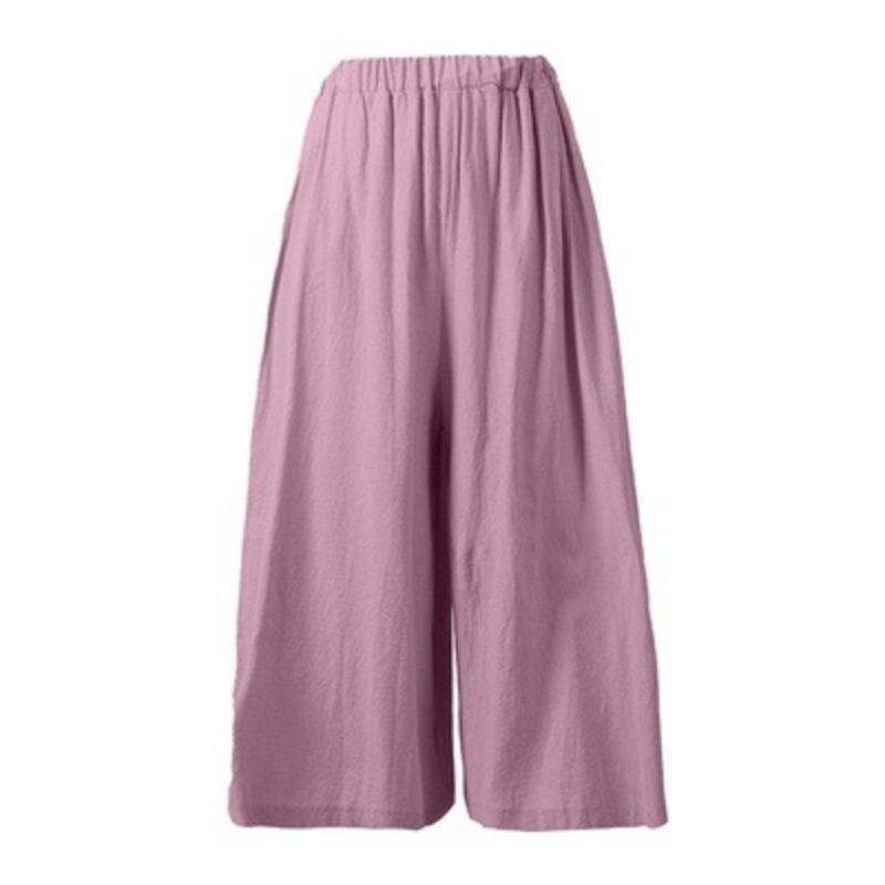 Summer Women's Fashion Solid Color Linen Wide Leg Pants Casual Pants Long Pants Women's Pants Trousers Women’s