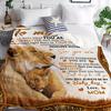 1pc Cozy Flannel Blanket with Lion Design - Soft Knit Polyester, Sentimental Quote for Son from Mom, Universal Home Decor, No Battery Required