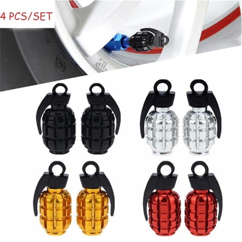 Buy 4X Universal Car Wheel Tire Aluminum Silver Grenade Shape Wheel