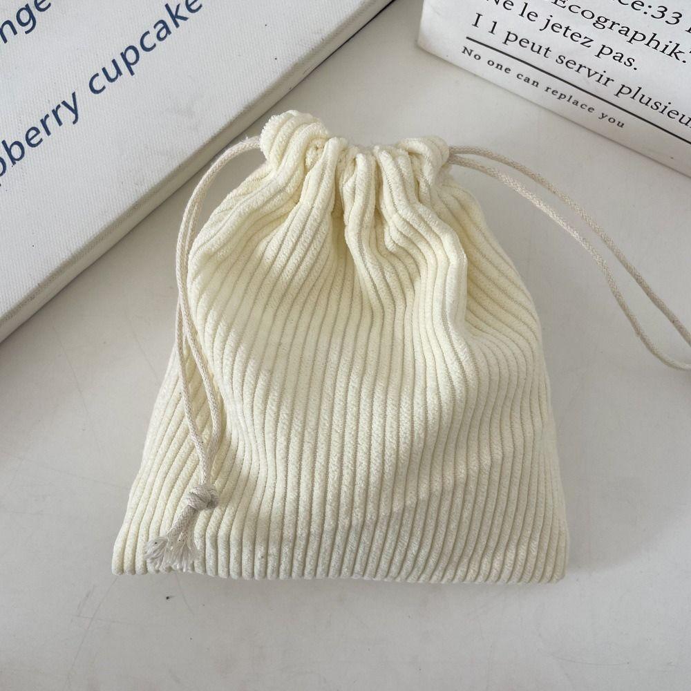 3PCS Solid Color Drawstring Cosmetic Bags Large Capacity Corduroy Gift Storage Bag Drawstring Style Durable Makeup Bag Outdoor