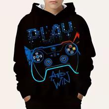 Gamepad Game Player Funny Hoodies Graffiti Neon Graphic 3D Print Men's Hooded Sweatshirts Y2k Pullover Tracksuit Unisex Clothing
