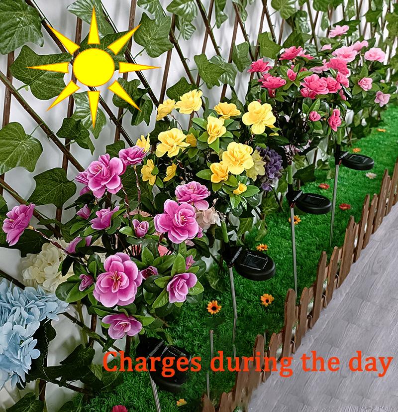 LED Solar Flowers Lawn Lights Outdoor Waterproof Warm Light Garden Decoration Lamp For Walkway Path Villa Yard Driveway
